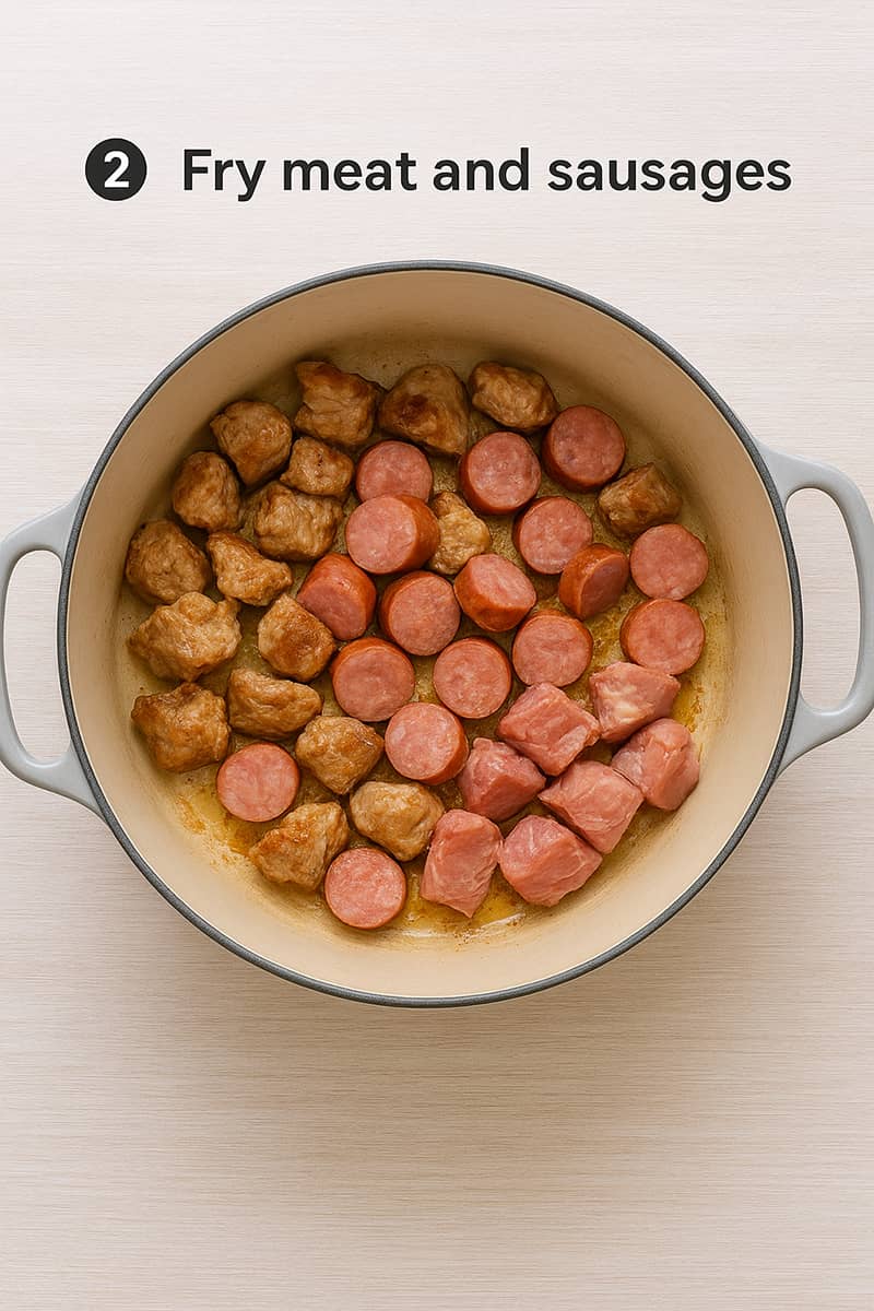 Fry meat and sausages