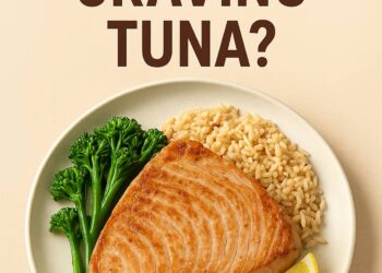 why am i craving tuna - grilled tuna steak with rice, broccoli, and lemon on a plate