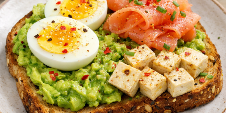 Low Sugar Breakfast Ideas, Avocado Toast with Protein